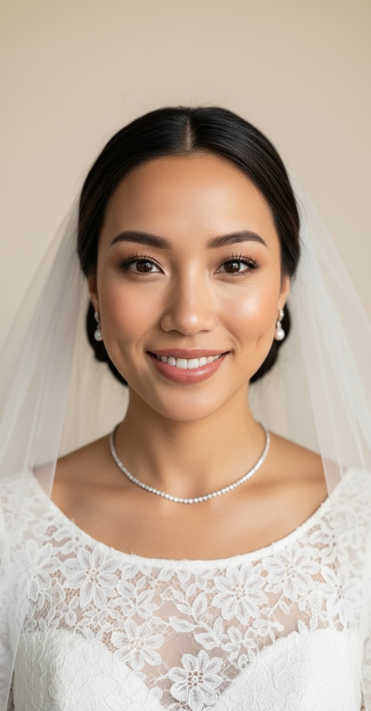 After Wedding Bun With Veil